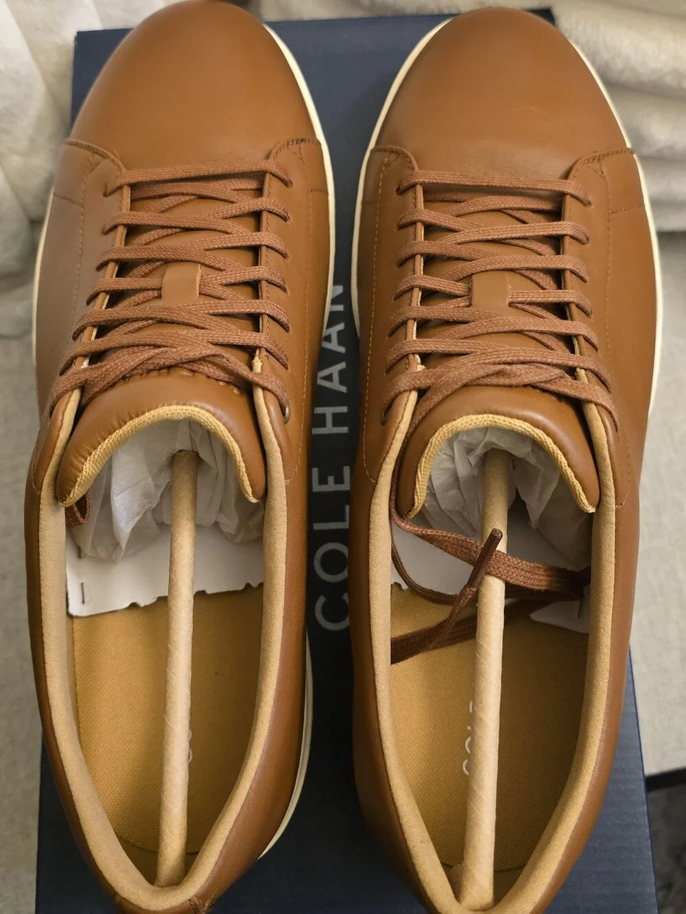 Cole Haan Men’s Brown Leather Sneakers with Cream Sole